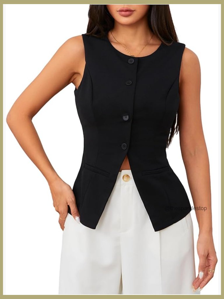 Polyester Sleeveless Vest Blazer For Women Business Formal